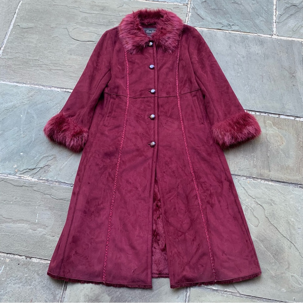Vintage Burgundy Faux Fur Afghan Penny Lane Coat Medium